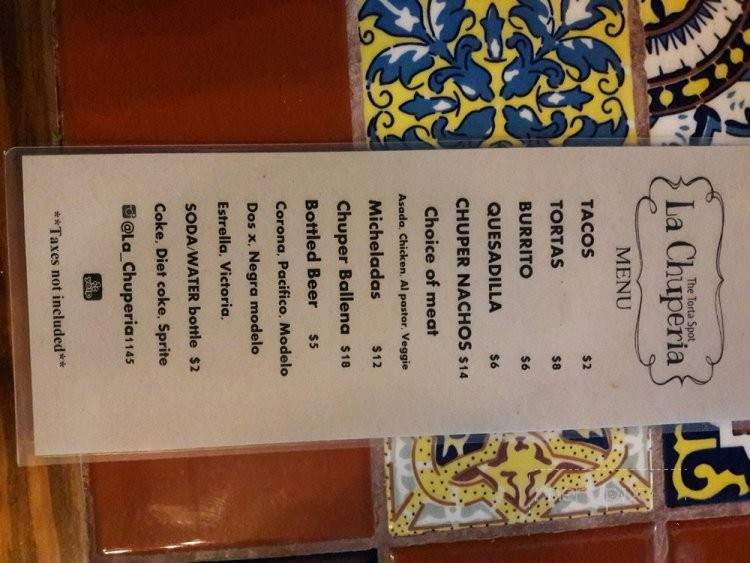 La Chuperia - Los Angeles, CA menu_pic