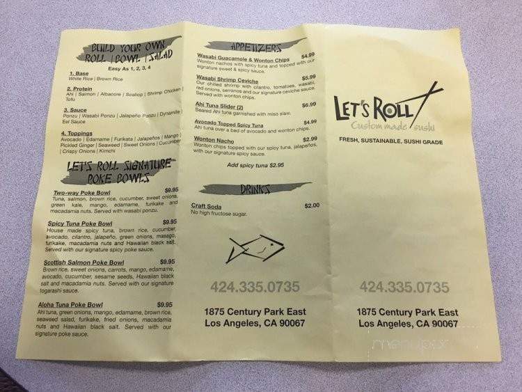 Let's Roll - Los Angeles, CA menu_pic