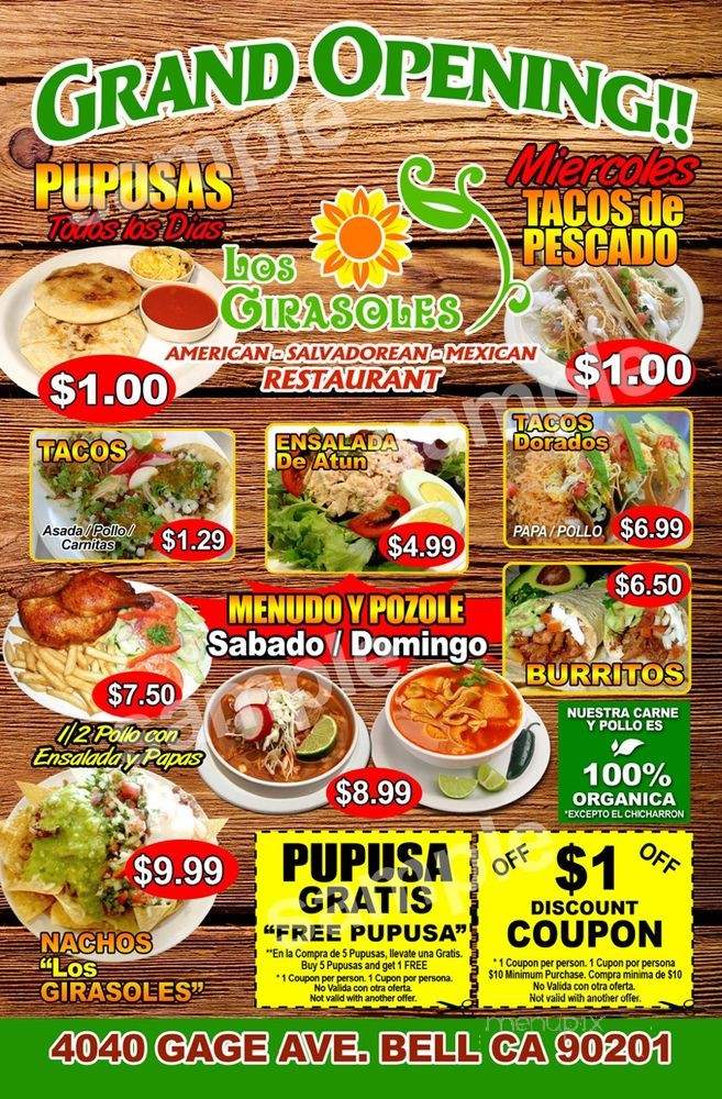Los Girasoles - Bell, CA menu_pic