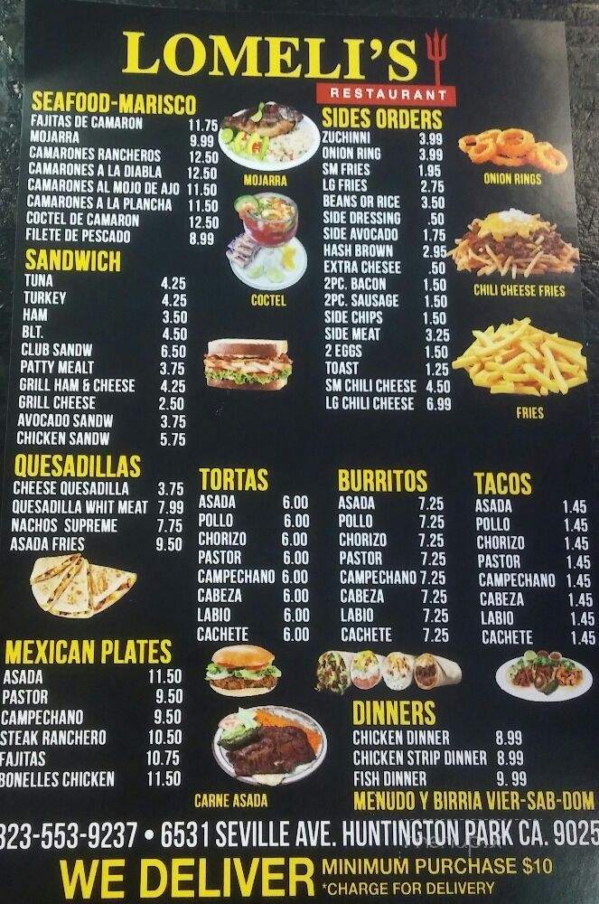 Lomeli's Restaurant - Huntington Park, CA menu_pic