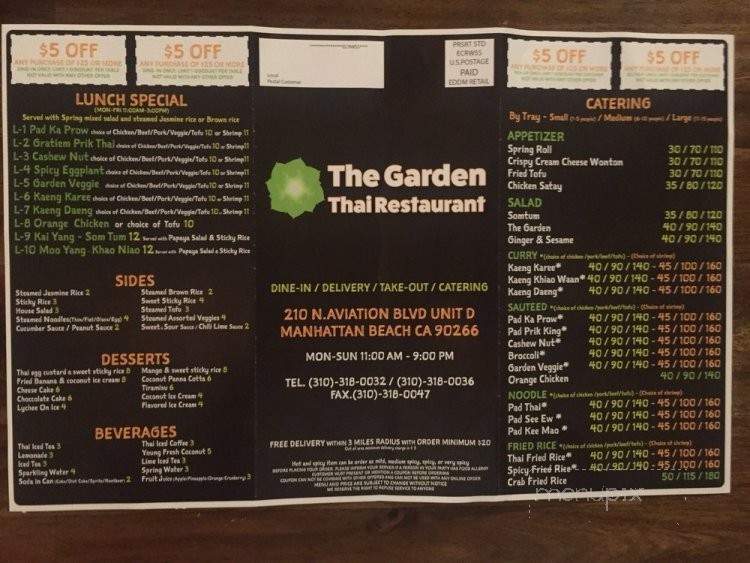 The Garden Thai Restaurant - Manhattan Beach, CA menu_pic