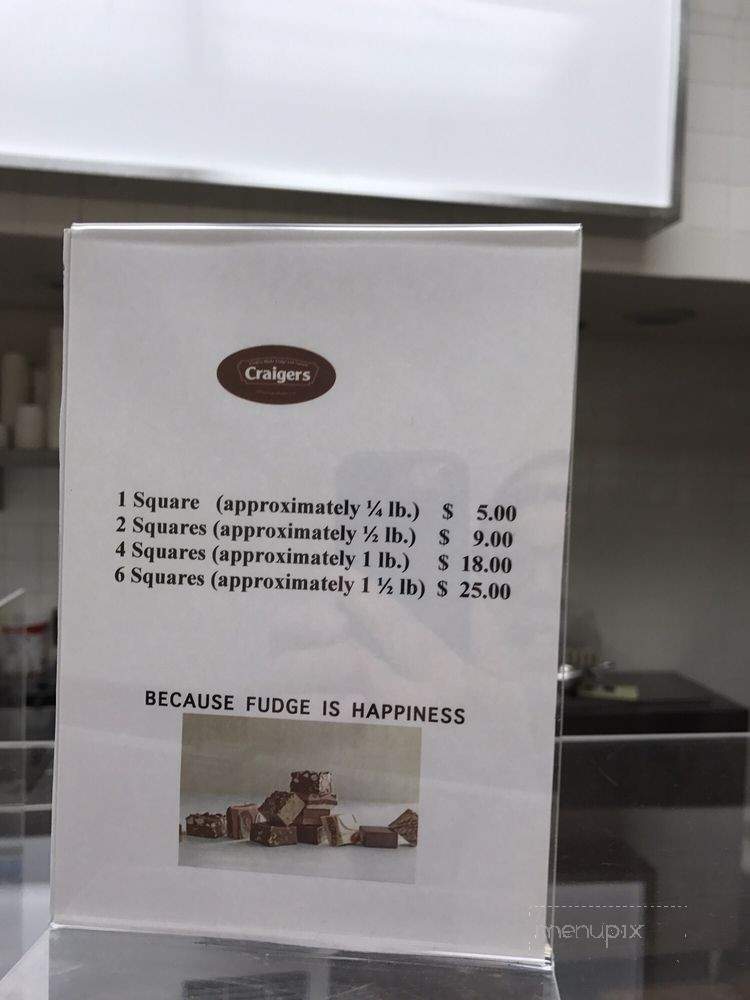 Craigers Fudge, Ice Cream & Sweets - Redondo Beach, CA menu_pic