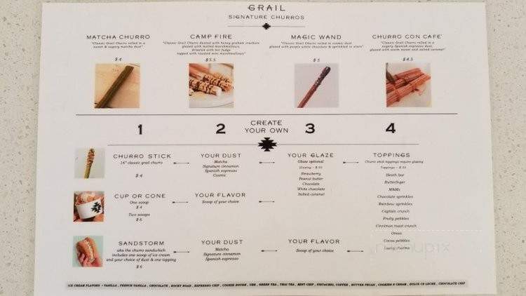 The Grail Churros & Ice Cream - Redondo Beach, CA menu_pic