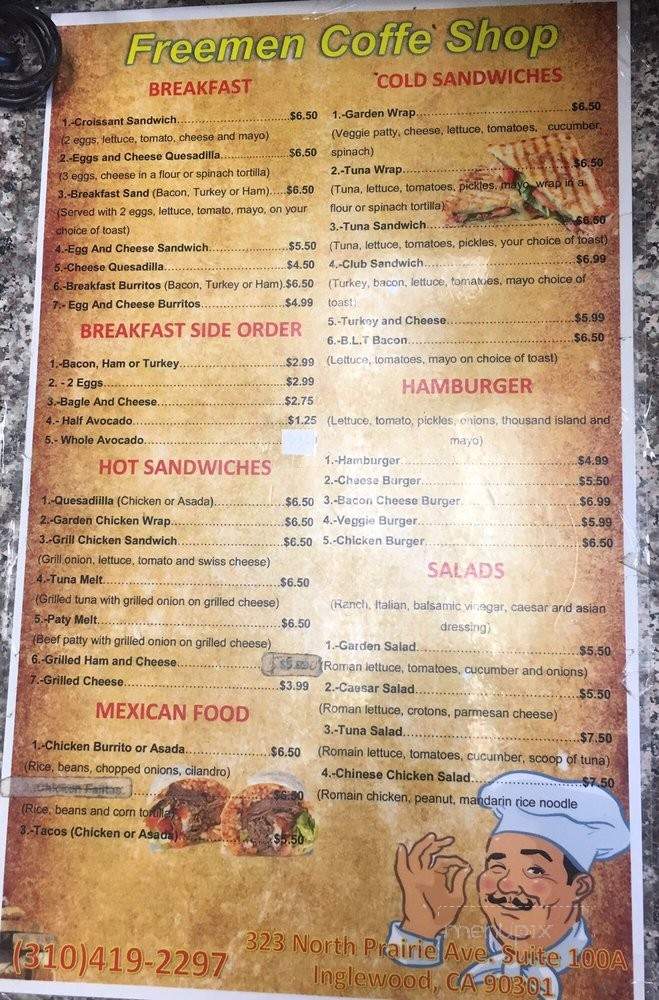 Free Man Coffee Shop - Inglewood, CA menu_pic