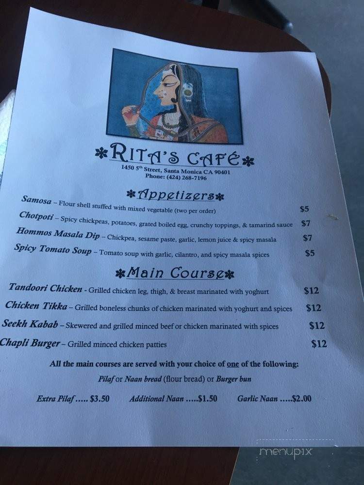 Rita's Gate of India - Santa Monica, CA menu_pic