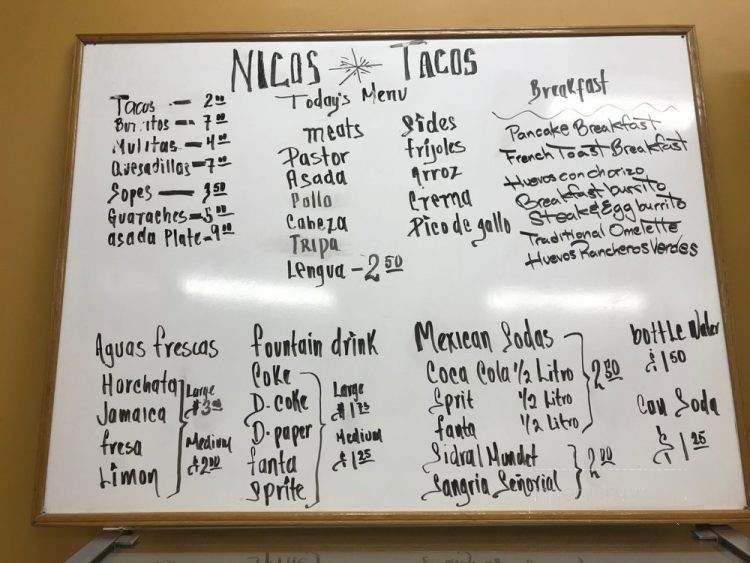 Nico's Tacos - Santa Monica, CA menu_pic