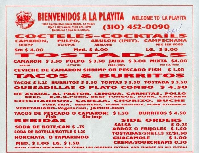 Mariscos Guillen La Playita - Santa Monica, CA menu_pic