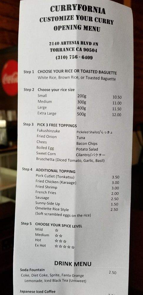 Curryfornia - Torrance, CA menu_pic