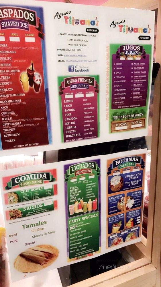 Aguas Tijuana's Juice Bar - Whittier, CA menu_pic