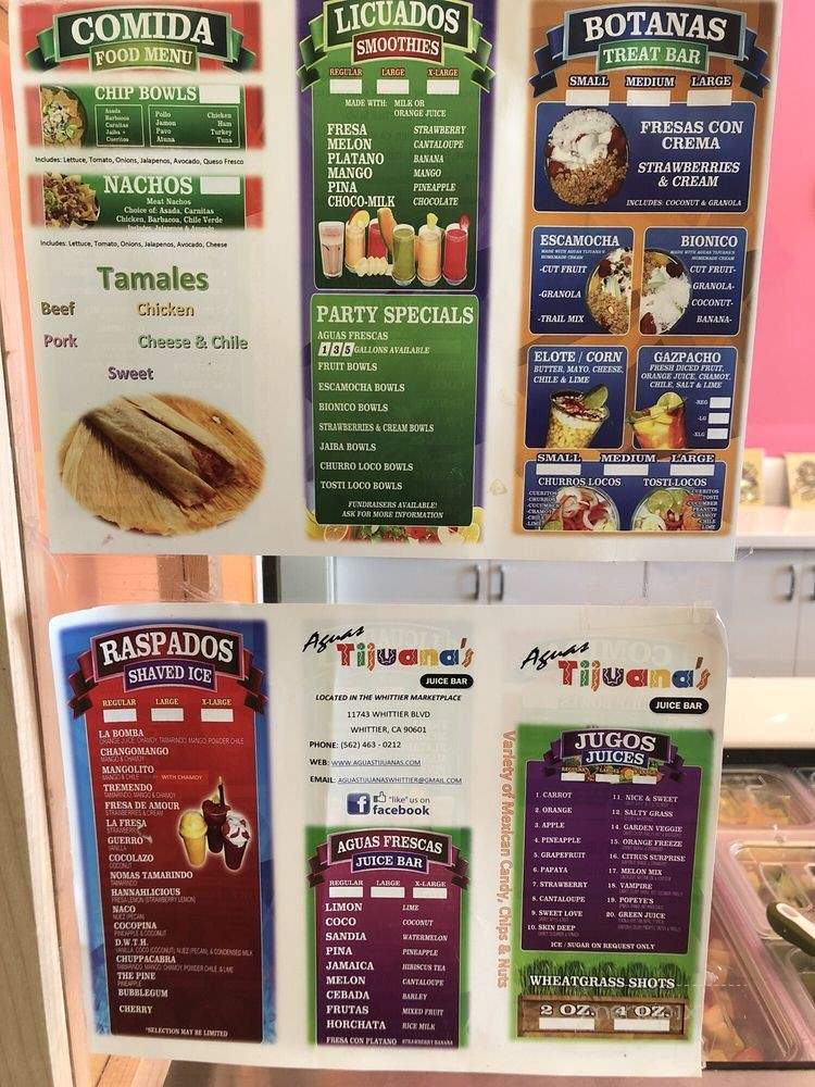 Aguas Tijuana's Juice Bar - Whittier, CA menu_pic