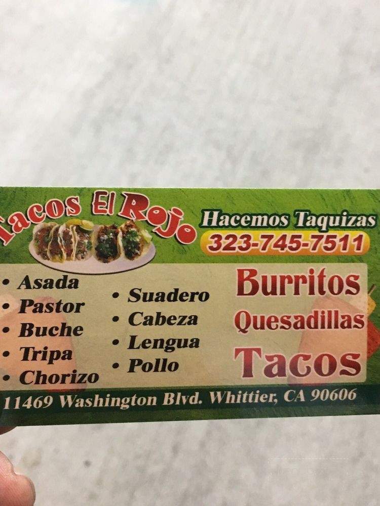 Tacos El Rojo - Whittier, CA menu_pic