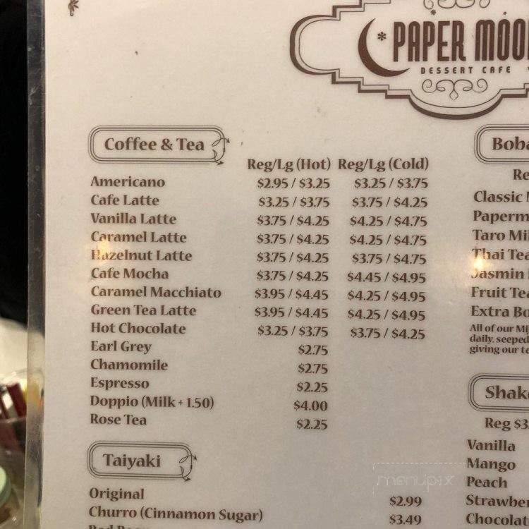 Paper Moon Dessert Cafe - Buena Park, CA menu_pic