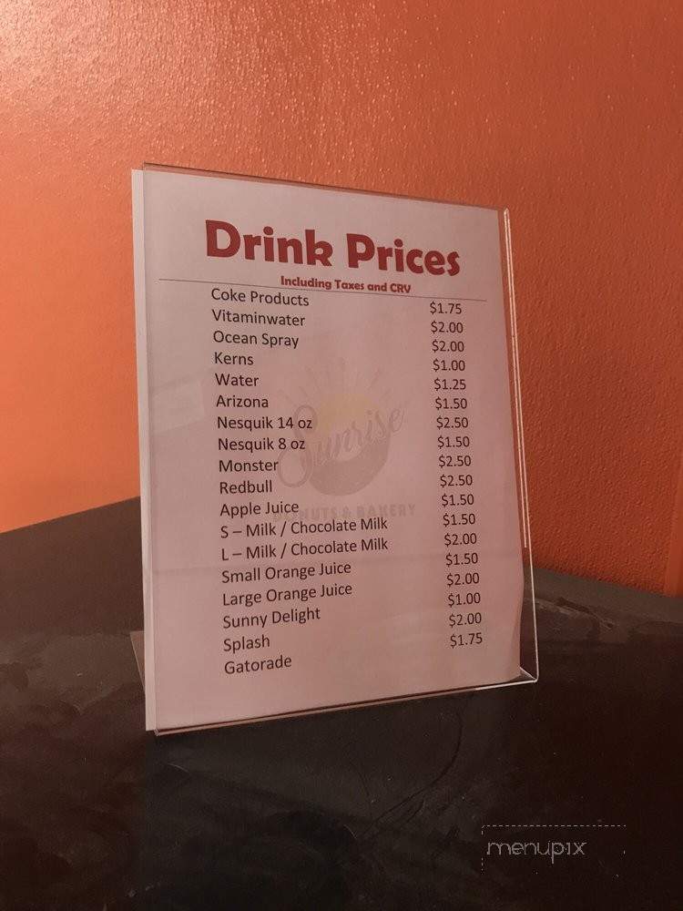 Sunrise Donuts & Bakery - La Habra, CA menu_pic