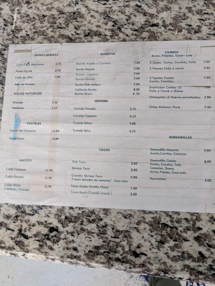 Costa Brava - Pico Rivera, CA menu_pic