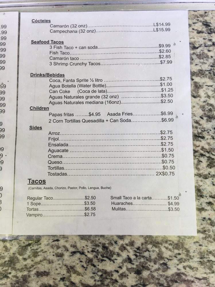 Costa Brava - Pico Rivera, CA menu_pic