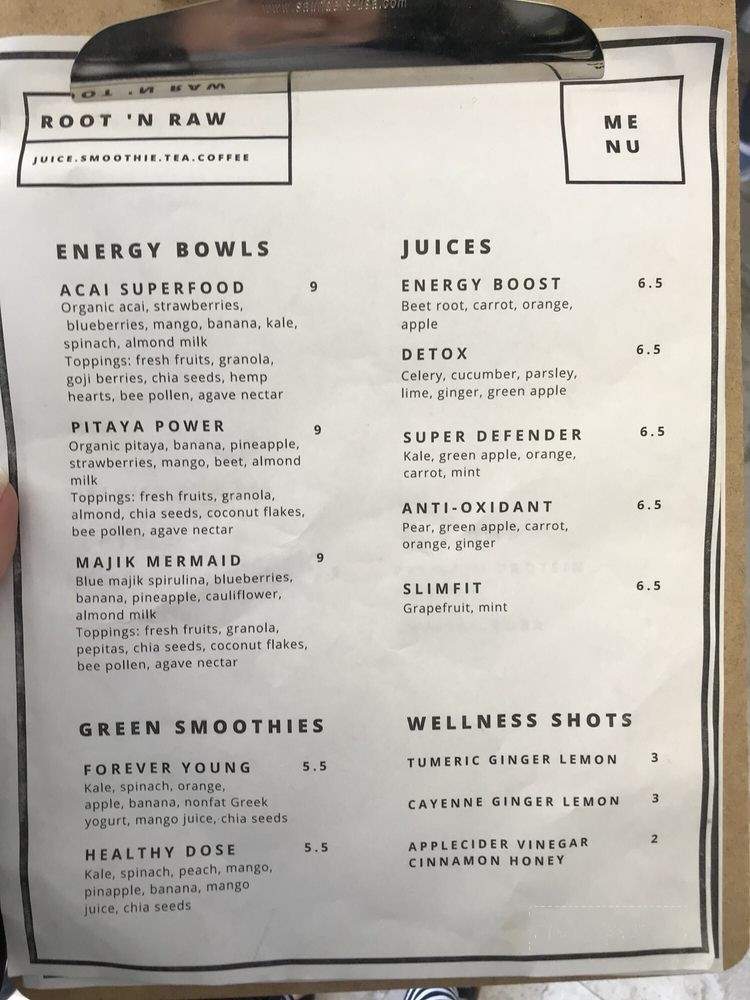 Root 'n Raw - Stanton, CA menu_pic