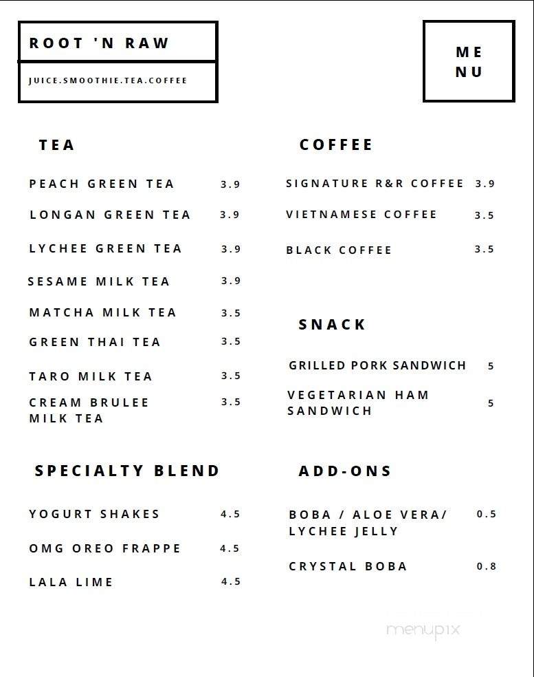 Root 'n Raw - Stanton, CA menu_pic