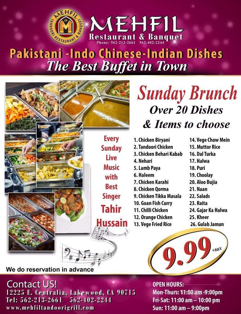 Mehfil Restaurant - Lakewood, CA menu_pic
