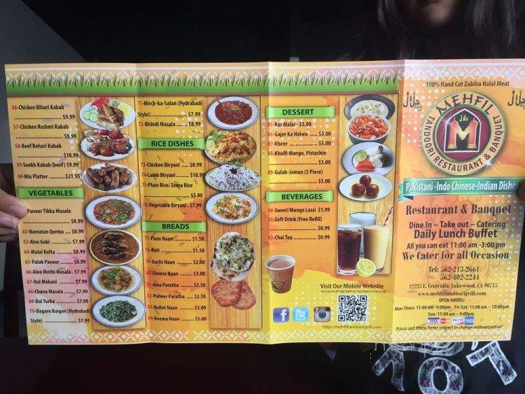 Mehfil Restaurant - Lakewood, CA menu_pic