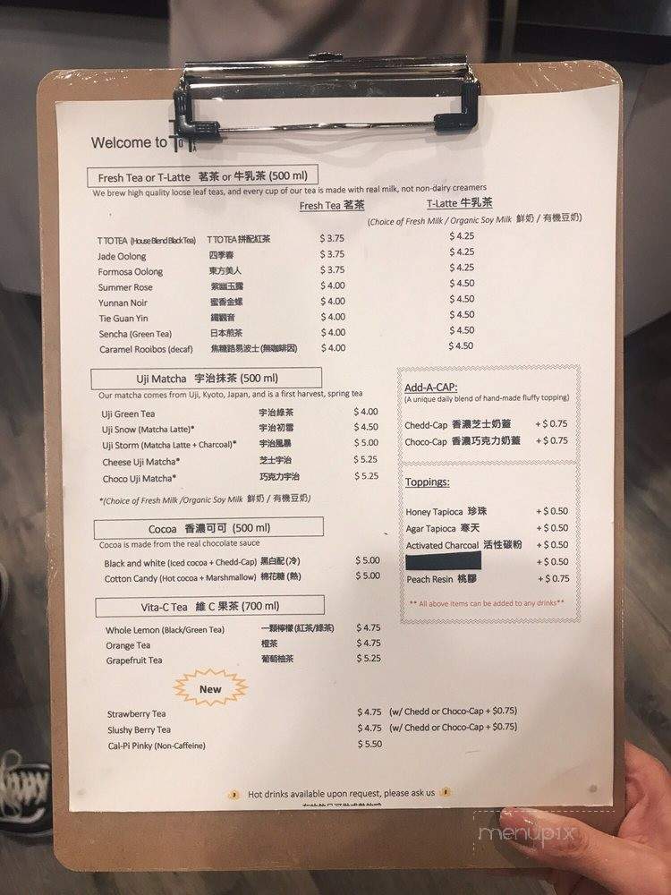 T To Tea - Arcadia, CA menu_pic