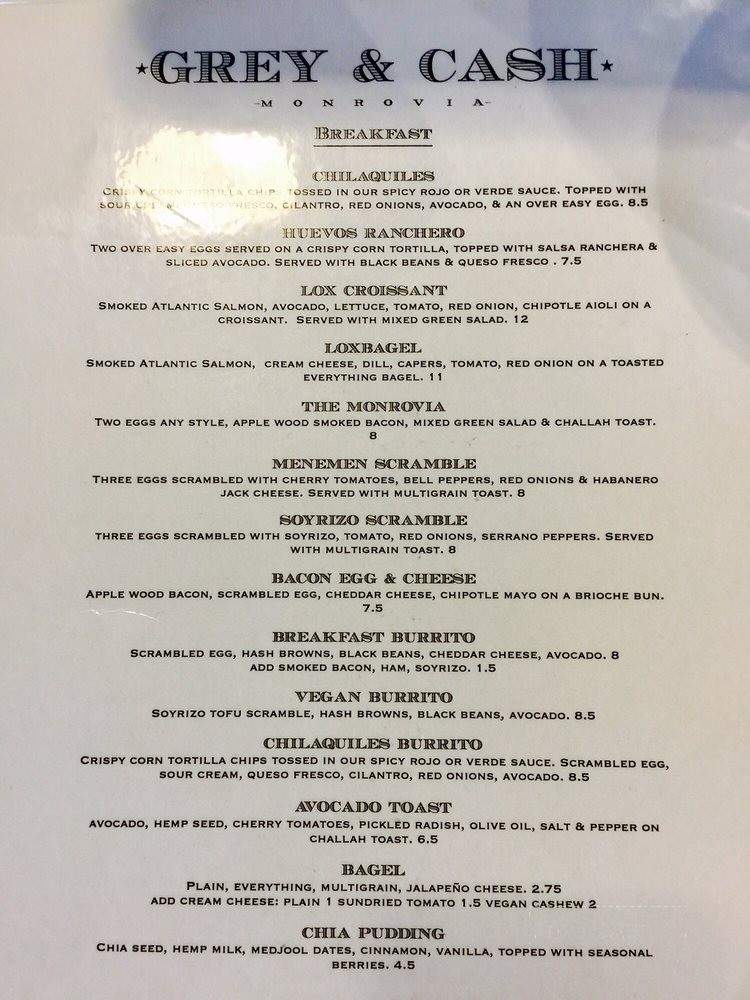 Grey & Cash - Monrovia, CA menu_pic