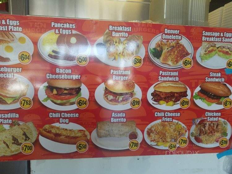 Ten Burgers - Pasadena, CA menu_pic