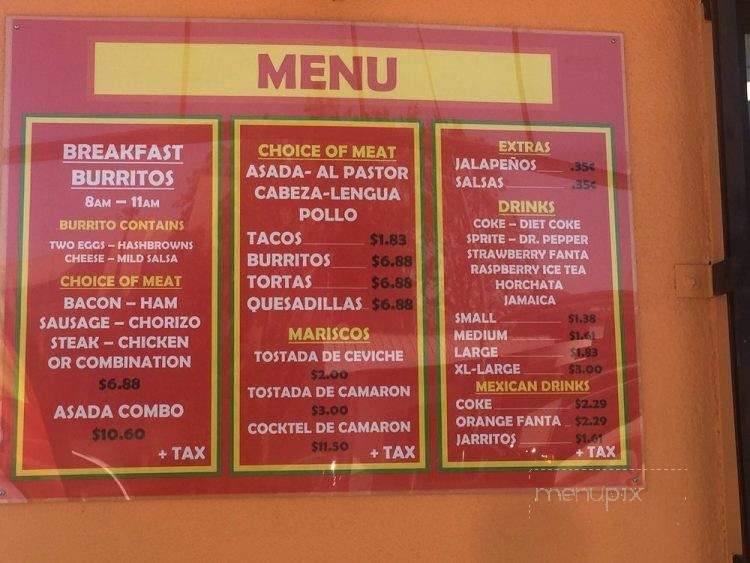El Sauz Tacos No 2 - Glendale, CA menu_pic