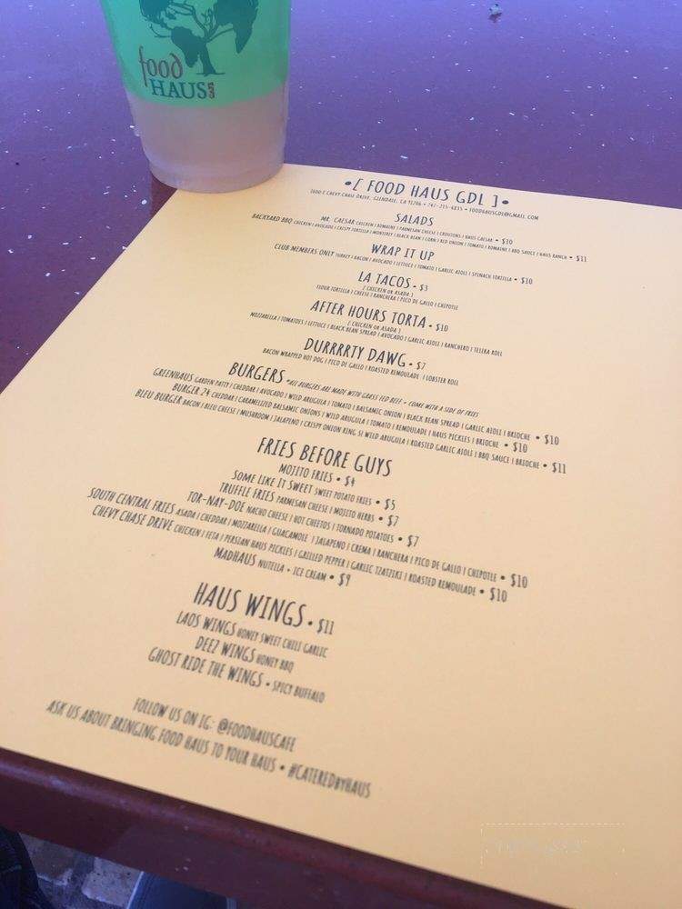 Food Haus Cafe - Glendale, CA menu_pic