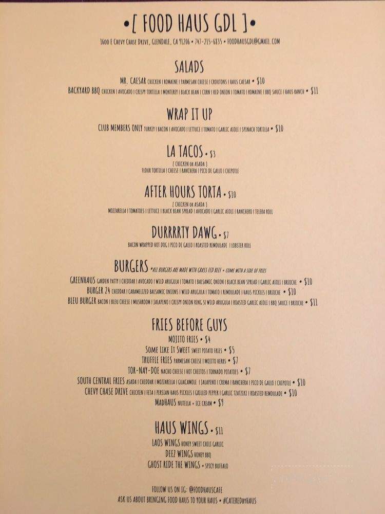 Food Haus Cafe - Glendale, CA menu_pic