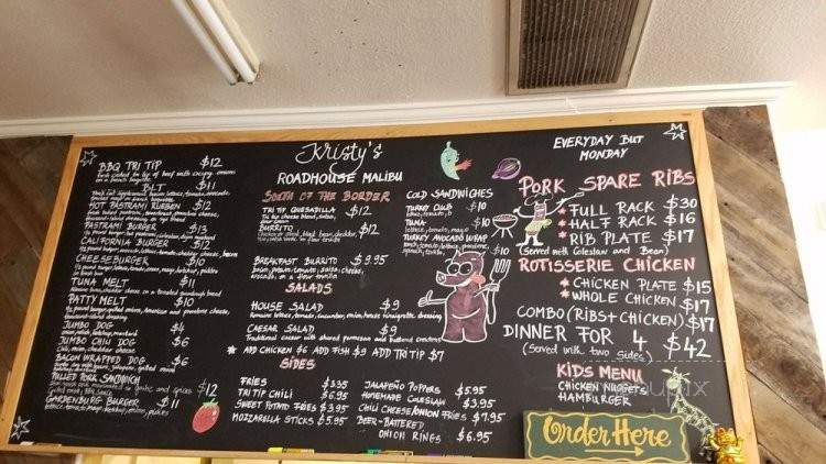 Kristy's Roadhouse Malibu - Agoura Hills, CA menu_pic