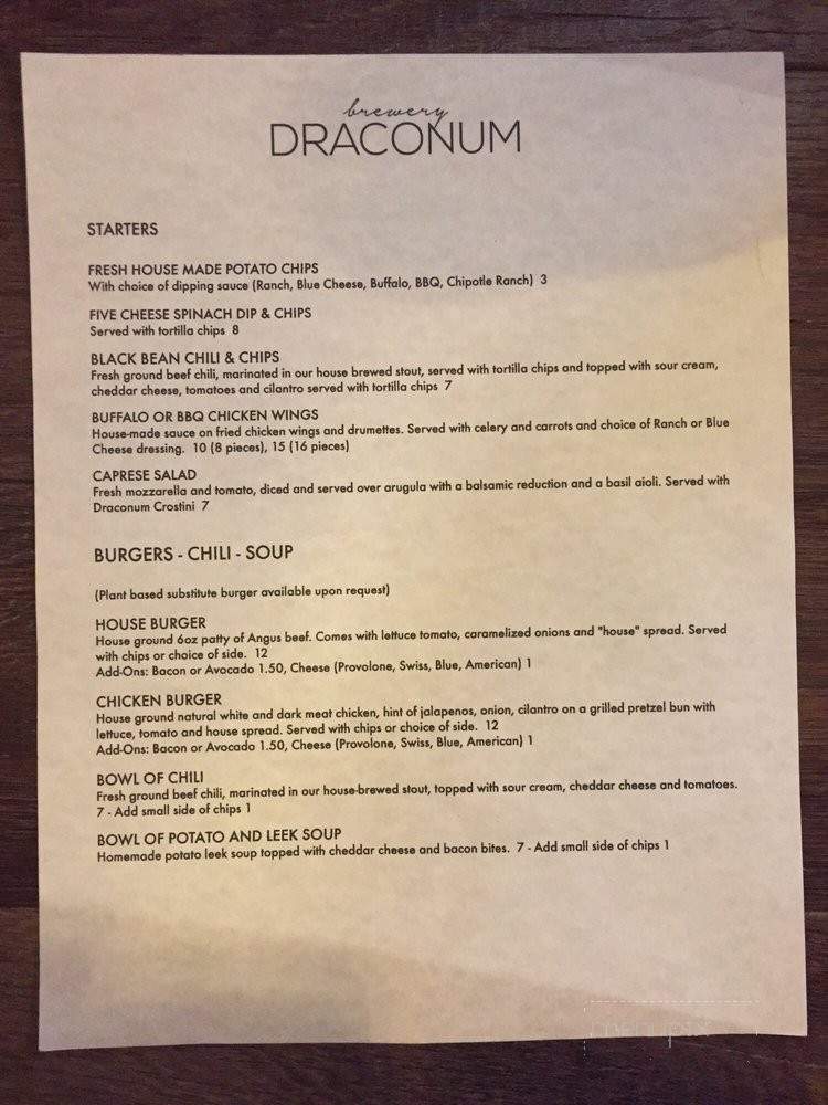 Brewery Draconum - Santa Clarita, CA menu_pic