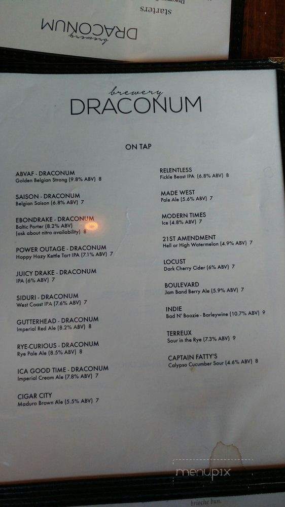 Brewery Draconum - Santa Clarita, CA menu_pic