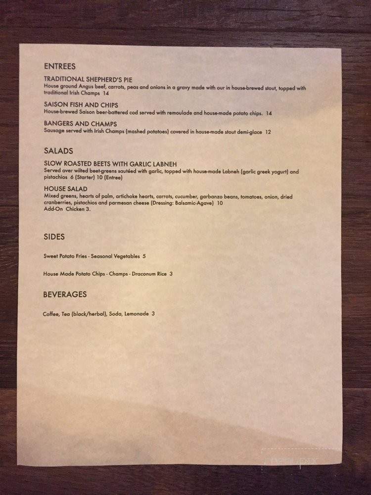 Brewery Draconum - Santa Clarita, CA menu_pic