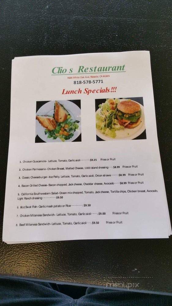 Clio's Restaurant - Los Angeles, CA menu_pic