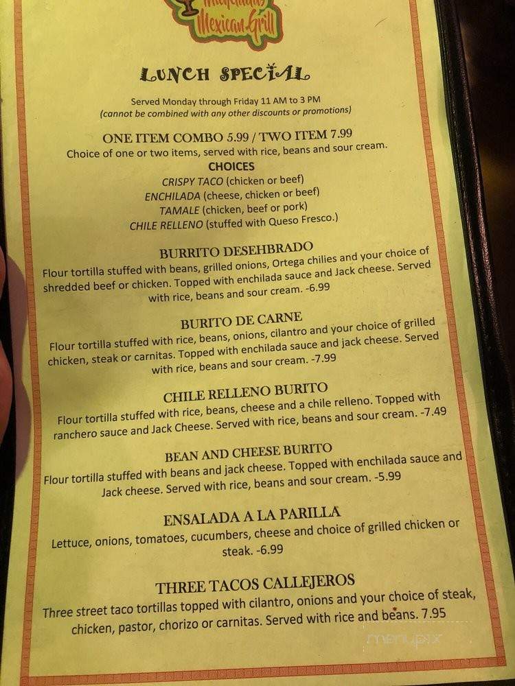 Micheladas Mexican Grill - Santa Clarita, CA menu_pic