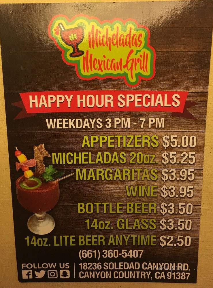 Micheladas Mexican Grill - Santa Clarita, CA menu_pic