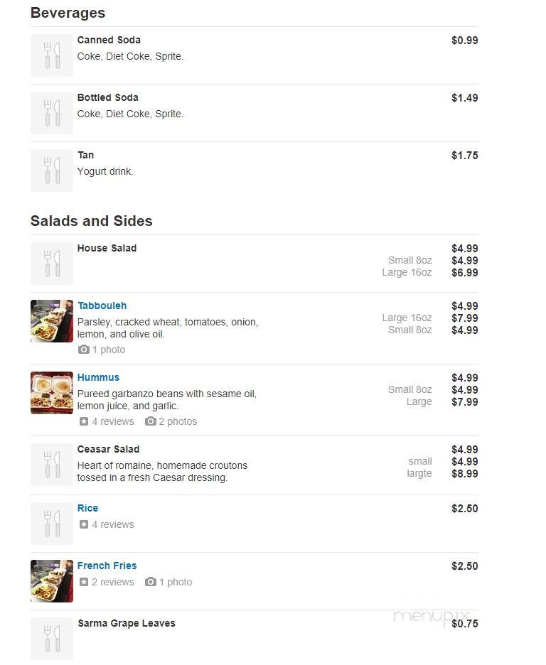 Shawarma King - Burbank, CA menu_pic