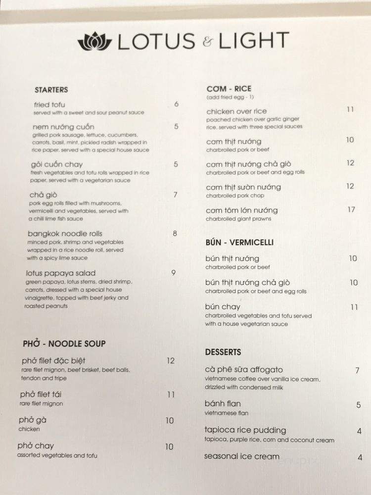 Lotus & Light - Burbank, CA menu_pic