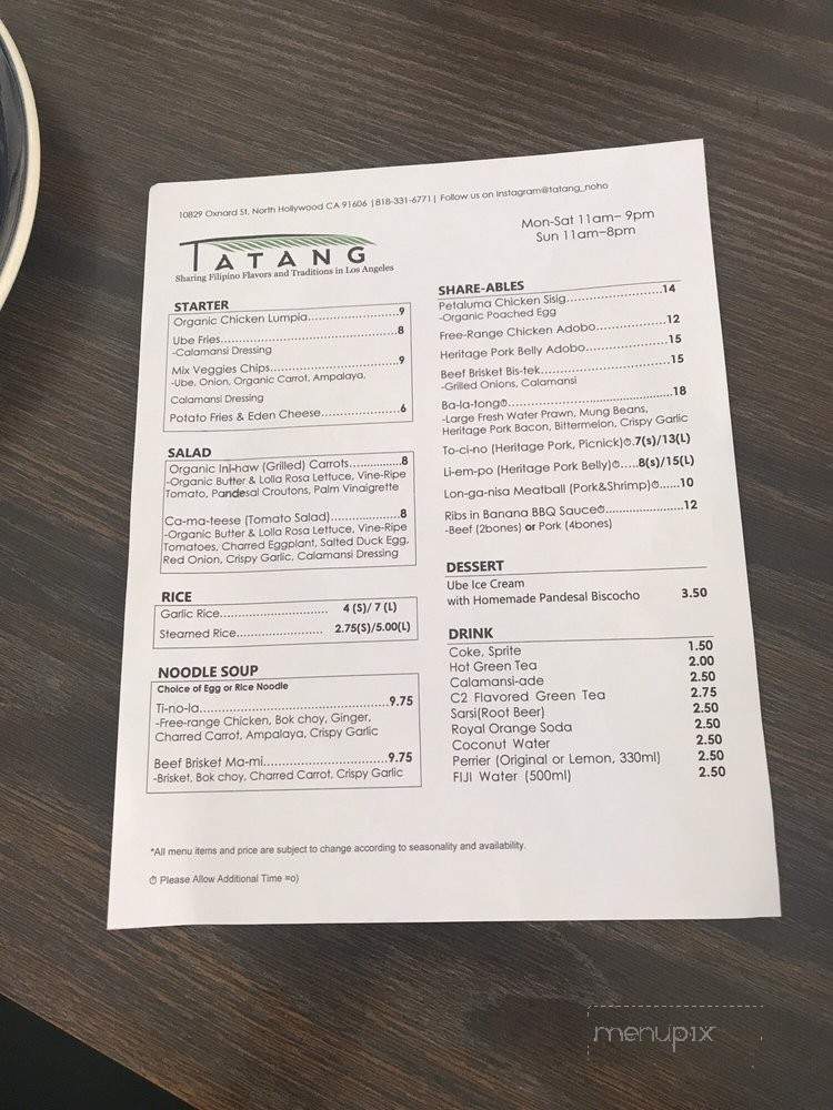 Tatang - Los Angeles, CA menu_pic
