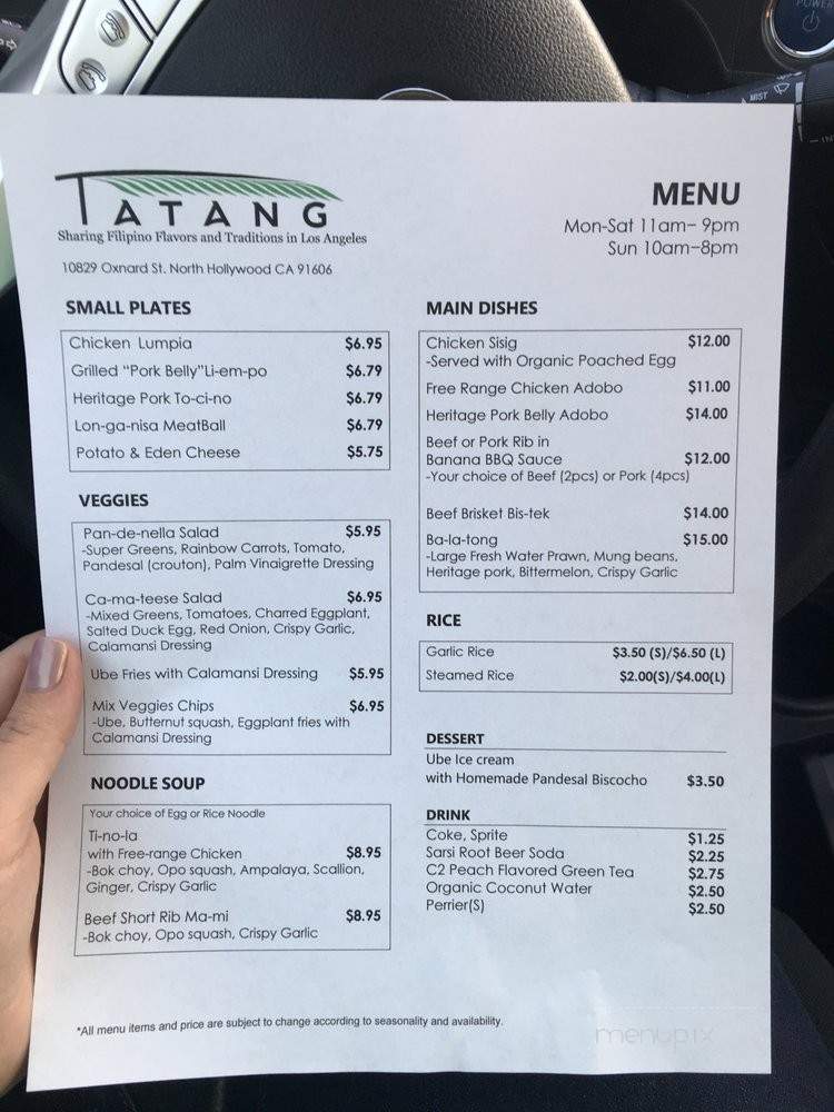 Tatang - Los Angeles, CA menu_pic