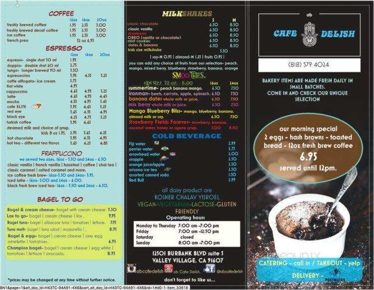 AB Cafe Delish - Valley village, CA menu_pic
