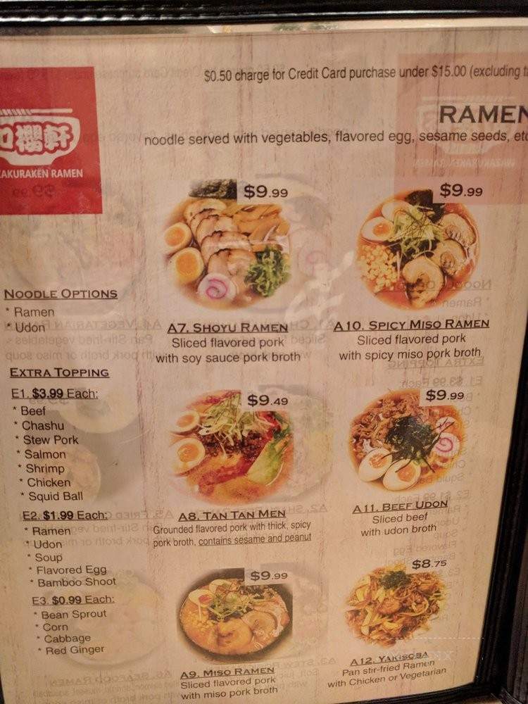 Wazakuraken Ramen - Rancho Cucamonga, CA menu_pic