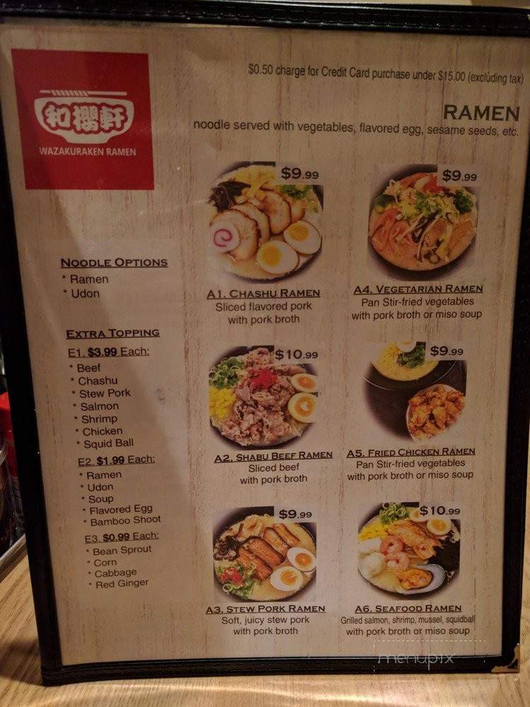 Wazakuraken Ramen - Rancho Cucamonga, CA menu_pic
