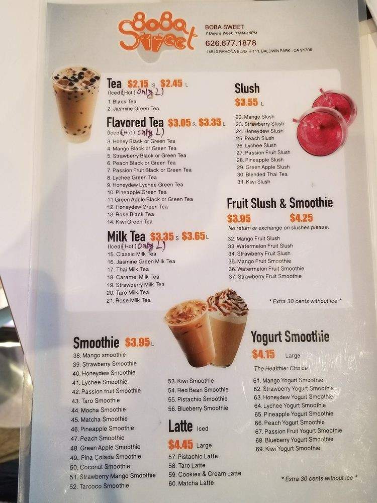 Boba Sweet - Baldwin Park, CA menu_pic
