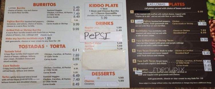 Las Lomas Mexican Grill - Claremont, CA menu_pic