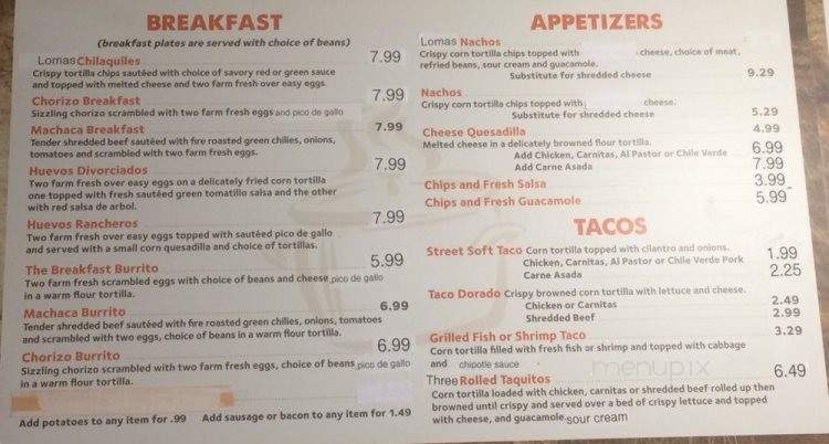 Las Lomas Mexican Grill - Claremont, CA menu_pic