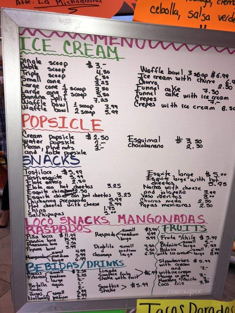 La Michoacana Ice Cream Parlor - Covina, CA menu_pic