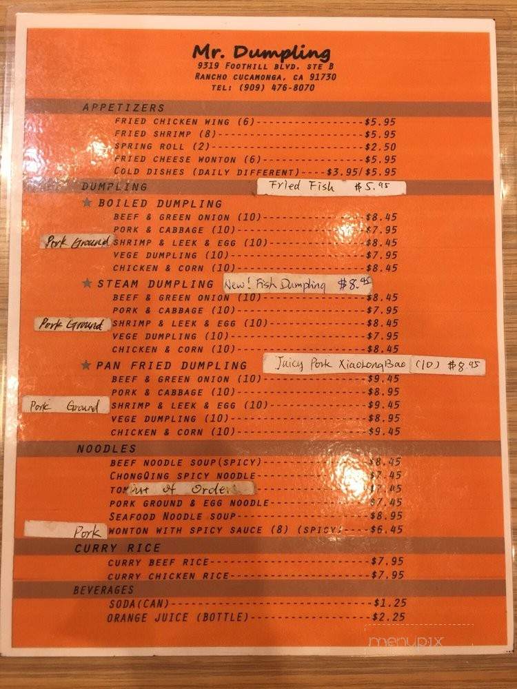 Mr.Dumpling - Rancho Cucamonga, CA menu_pic