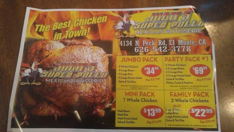 Juan's Super Pollo - El Monte, CA menu_pic