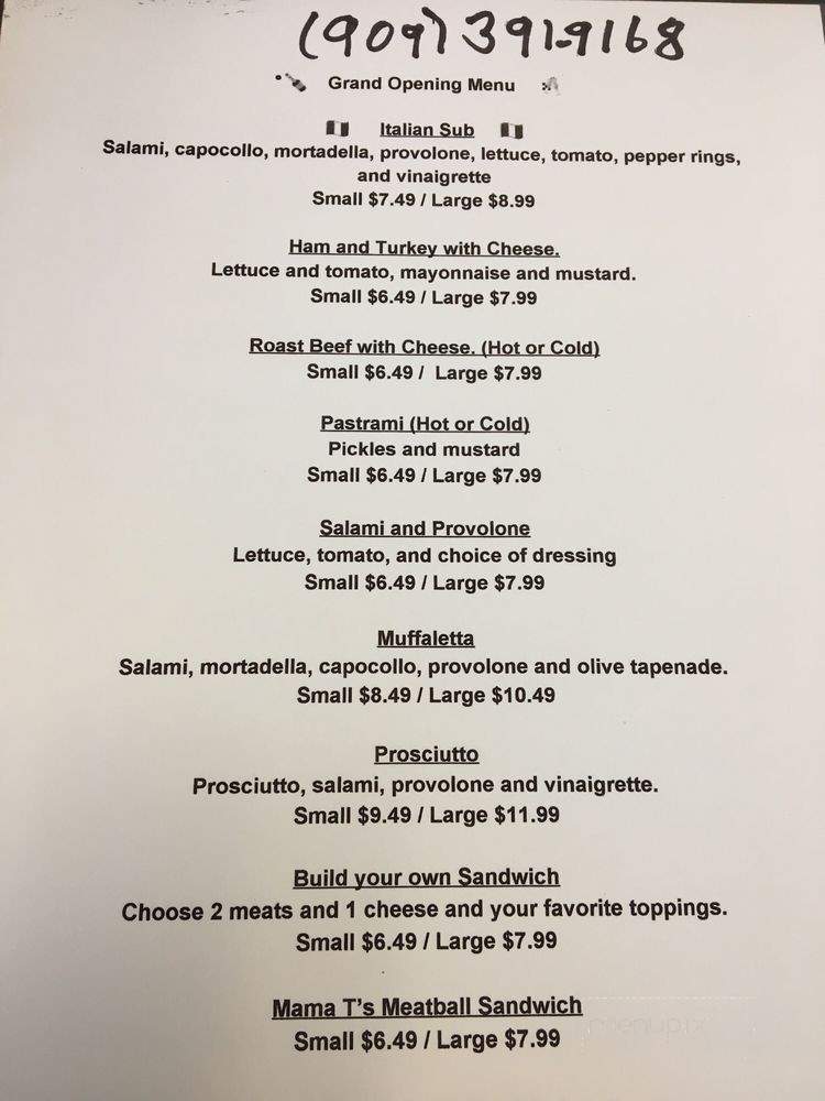 Mama T Parenti's Delicatessen - Ontario, CA menu_pic